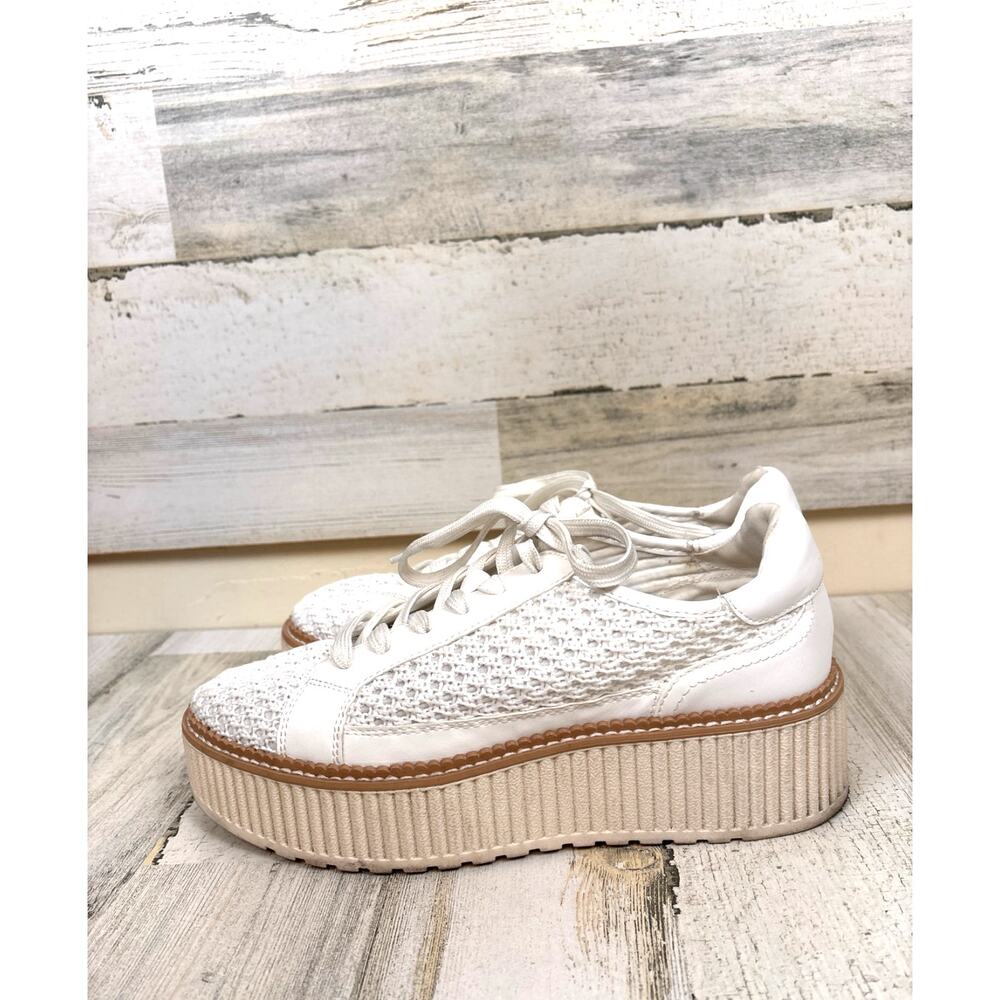 Dolce Vita Womens 9.5 Becky Platform Crochet Sneakers Chunky Coastal White